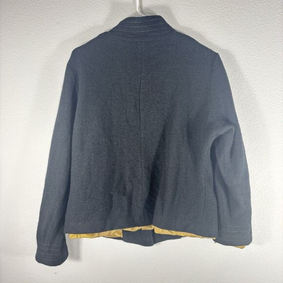 Icelandic Designs Vintage Women’s Black Wool Floral Embroidered Zip Up Jacket XL - Picture 4 of 7